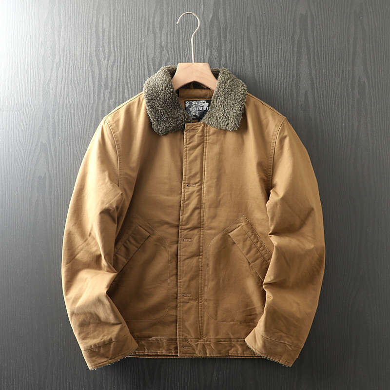 Men Thick Imitation Lamb Down Jacket Plush Coat Warm Lapel Work Deck Outdoor Trekking Camping Blazer Travel Cotton Outer Spirng