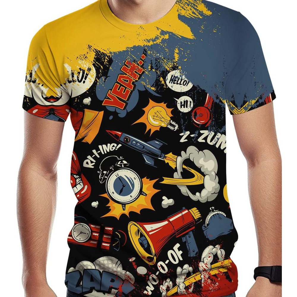 Mens T shirt Men's Cool T Shirt with Graffiti Graphic Print, Street Novelty Best Birthday tee Casual tops summer clothes trend Fashionable and co