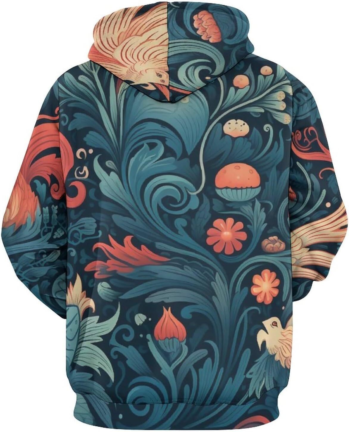 Hoodie for Mens Womens Novelty Floral Pullover Hoodie, 3D All Over Print Unisex Streetwear Sweatshirt, Loose Long Sleeves Tracksuits Graphic Fashion t