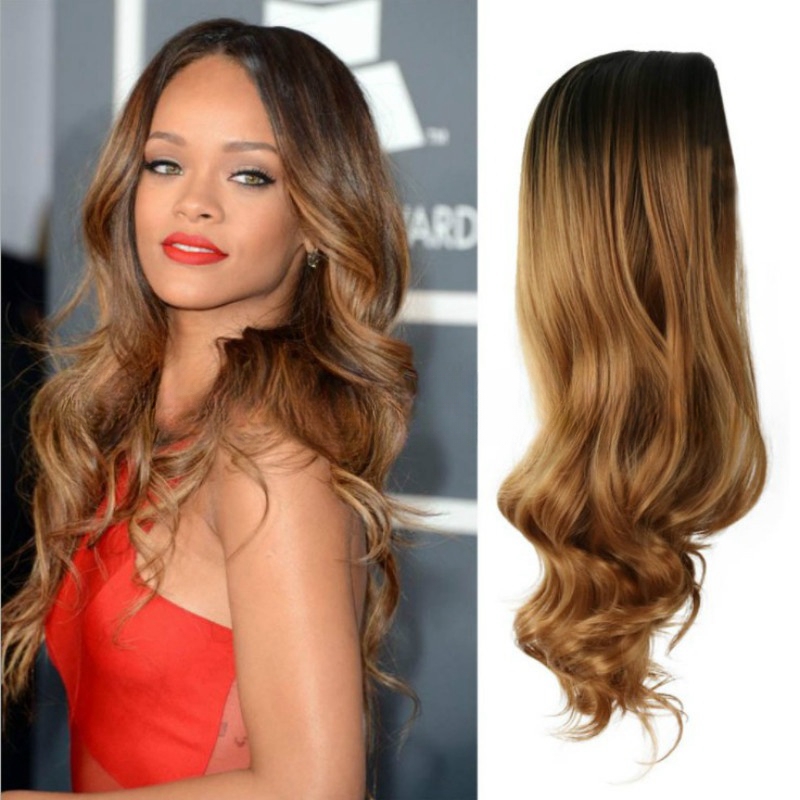 European and American synthetic wigs for women with middle-parted gradient long curly hair and big waves