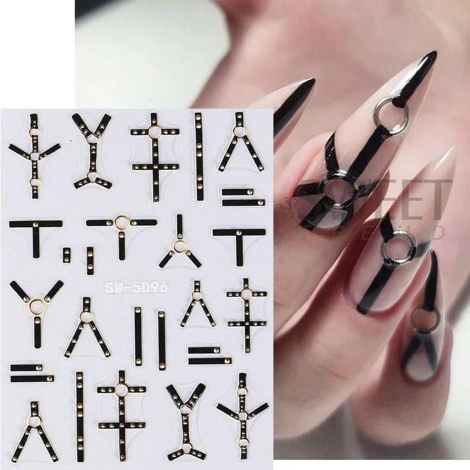 5D relief skeleton hand Halloween nail art sticker devils eye slider sticker DIY handmade decoration pointed nail accessory tool 241024