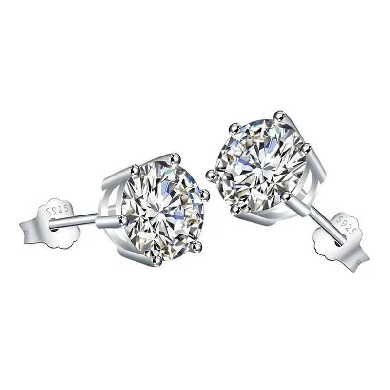 Real 925 Sterling Silver Womans High Quality Fashion Jewelry Crystal Zircon Stud Earrings XY0226X241023