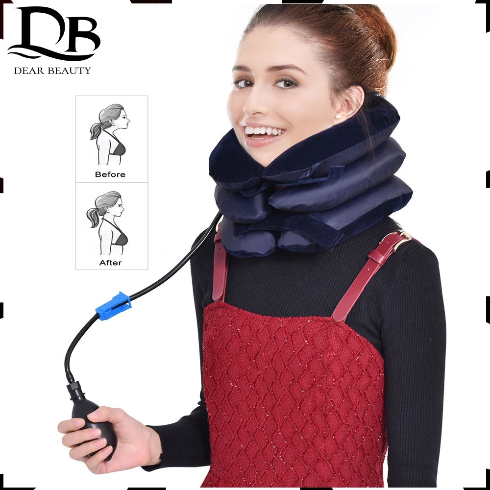 3 Layers Soft Brace Neck Massager Air Inflatable Cervical Vertebra Therapy Traction Corrector Collar Relief Pain Pillow 241024