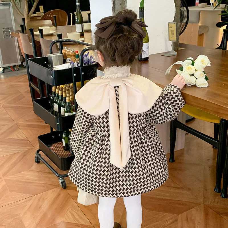 Womens wool coat jacket cotton coat windproof 2023 lapel warm thick velvet winter autumn Par childrens clothing W241023
