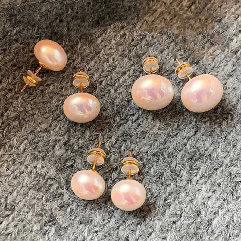 Xiyang pink oval pearl earrings for womens beauty simple and elegant luxurious earrings decoration fashionable jewelry W241023