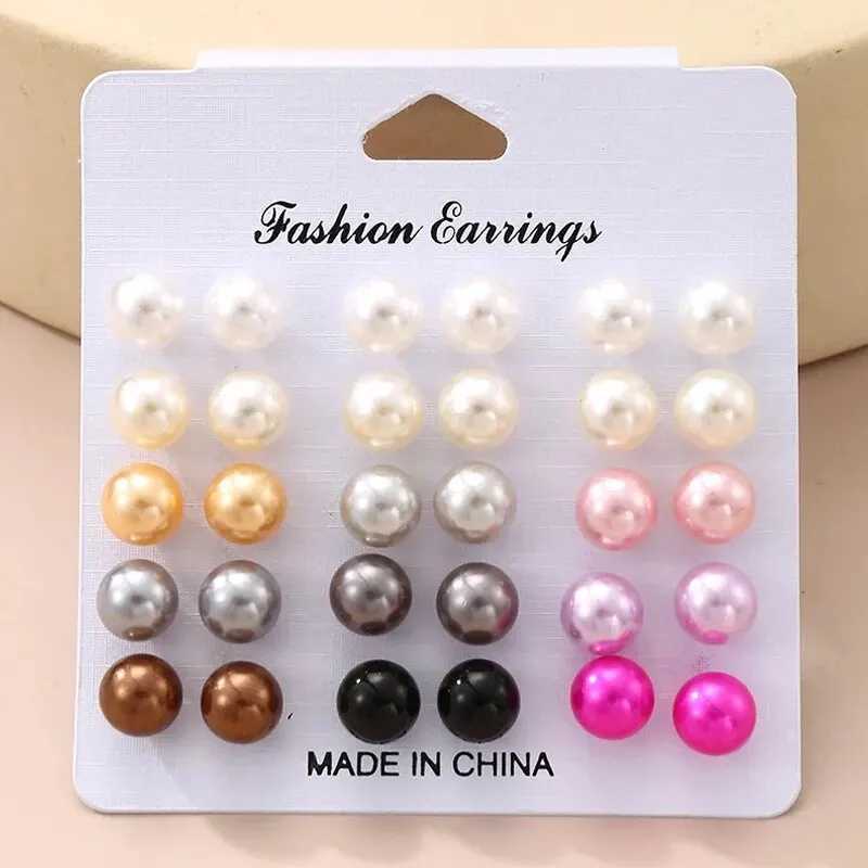 15 pairs of combinations simple and cute niche design vintage high-quality Beanie earrings shell pearl decoration W241023