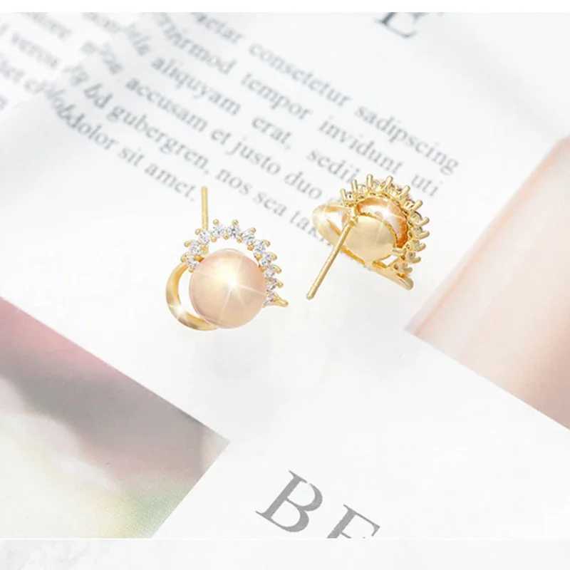 TKJ 925 Sterling Silver Fashion Womens Stud Earrings Love Natural Freshwater Pearl Micropaved Zirconia JewelryX241023