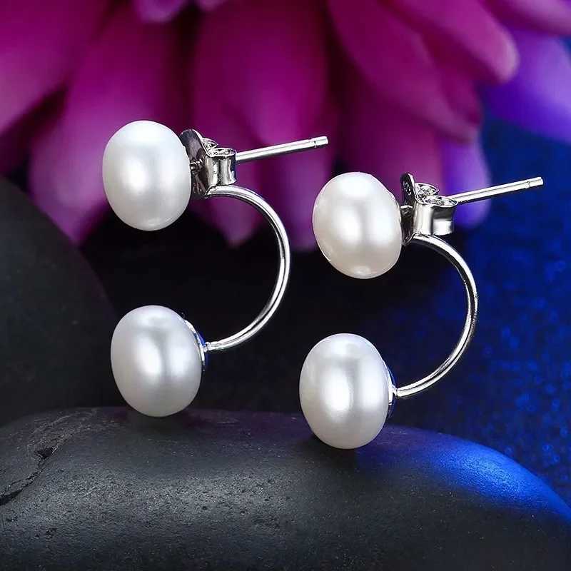 High quality double pearl earrings 100% natural freshwater pearl earrings double-sided wearing pearl earrings W241023