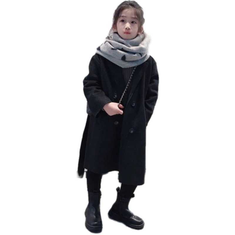 Womens wool coat jacket windproof jacket 2024 white warm thick autumn and winter cotton school childrens clothing W241023