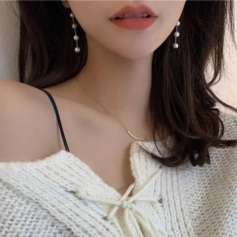 Fashionable pearl long earrings for women cute Korean crystal rhinestone chain pendant earrings bridal wedding party jewelry gifts 2024 W241023