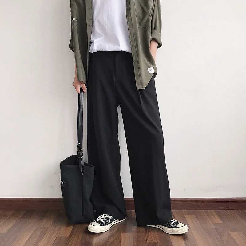 Mens Spring and Autumn Loose Korean Version of The Trend of Wide-leg Pants Retro Straight-leg Dress Pants Drop Casual PantsX241023