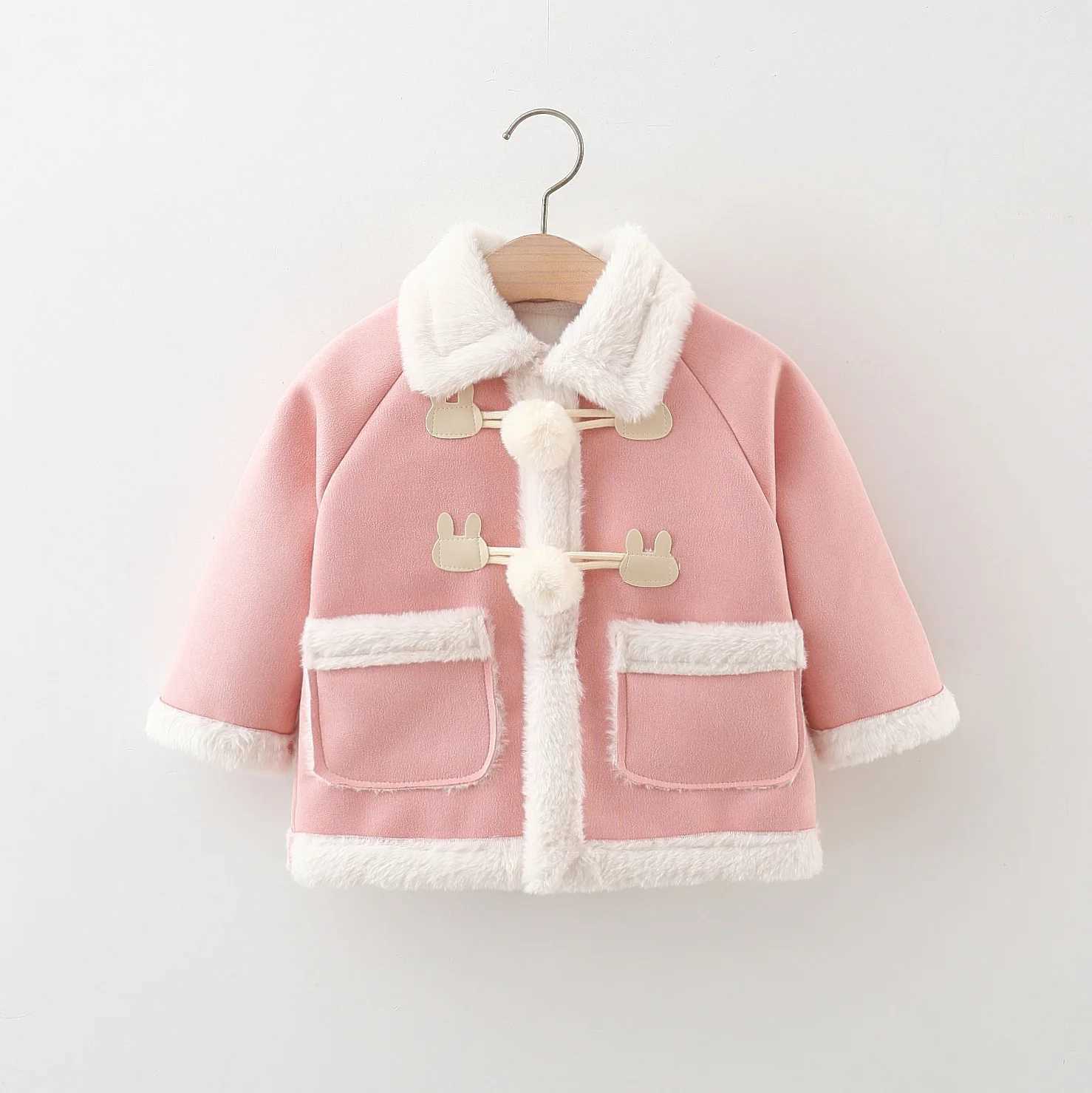 New winter Christmas Par baby womens coat thick fur and warm childrens long sleeved clothes (9 months -3 years old) W241023