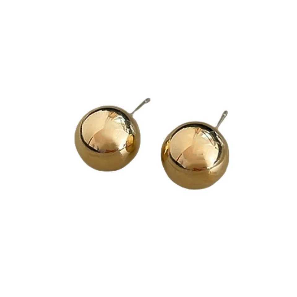 Gold Color Simple Round Ball Small Stud Earrings for Baby Women Girls Fashion Piercing Jewelry WholesaleX241023