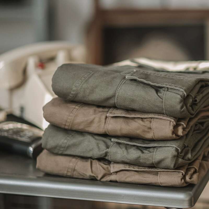 Heavyweight Cotton Camouflage Cargo Pants Loose Straight Men's Casual Trousers Multi Pocket Outdoor Camping Trekking Longs