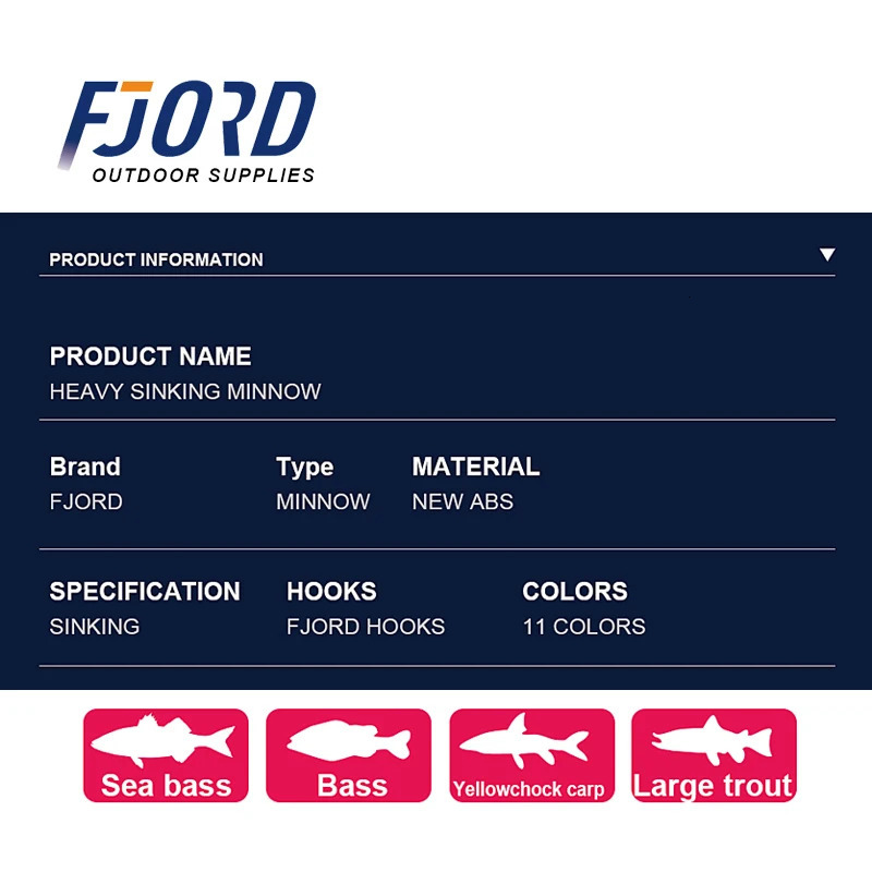FJORD 110S 37g 90S 29g 70S 17g Heavy Sinking Minnow Fishing Lures Saltwater Freshwater Long Casting Sea Artificial Bait Jerkbait 241024