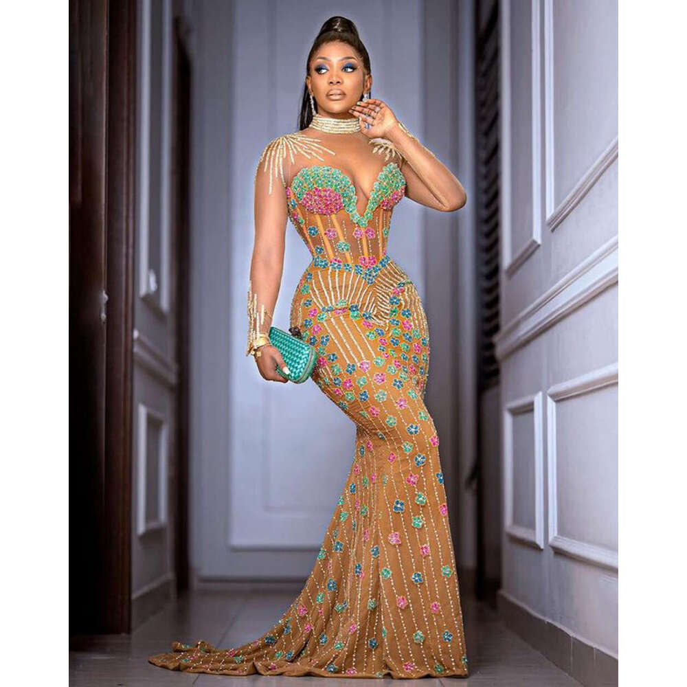 Sparkly Beaded Formal Dresses Long Sexy Mermaid Prom Party Gowns wers Beading Celebrity Birthday Red Carpet Dress