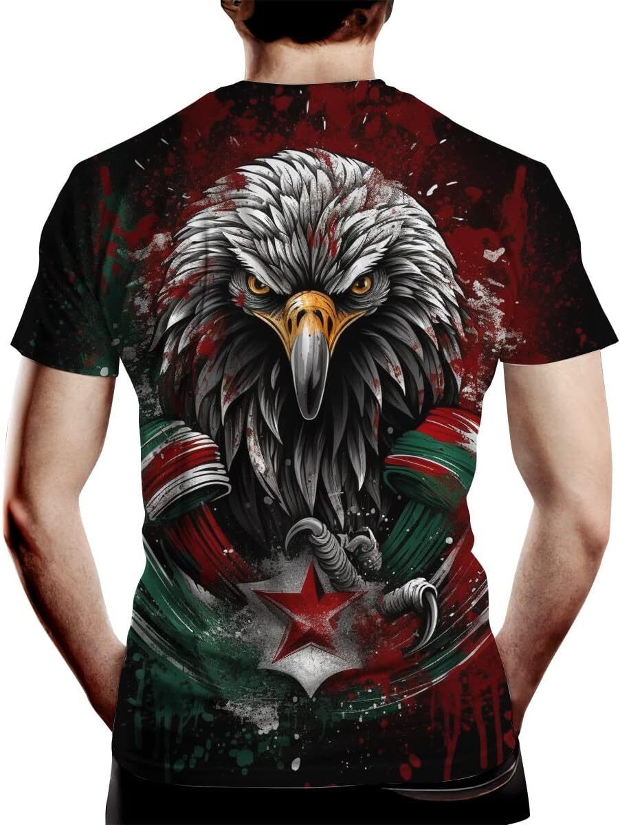 Mens T shirt Men's Cool T Shirt with Mexican Flag and Eagle, Street Novelty Tee, Best Birthday Gifts tee Casual tops summer clothes Breathable tr
