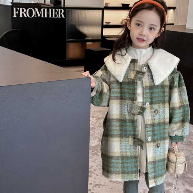 Womens wool coat jacket windproof jacket 2023 collar warm thick winter cotton youth jacket childrens clothing W241023