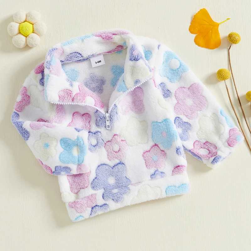 FOCUSNORM 0-4Y wool jacket for young children and girls long sleeved floral print winter warm zipper pull flower wool jacket W241023