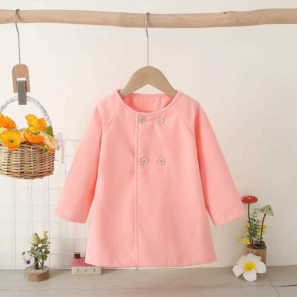 (6 months -3 years old) New Korean chiffon baby girl jacket for autumn and winter simple solid color childrens long sleeved clothing W241023