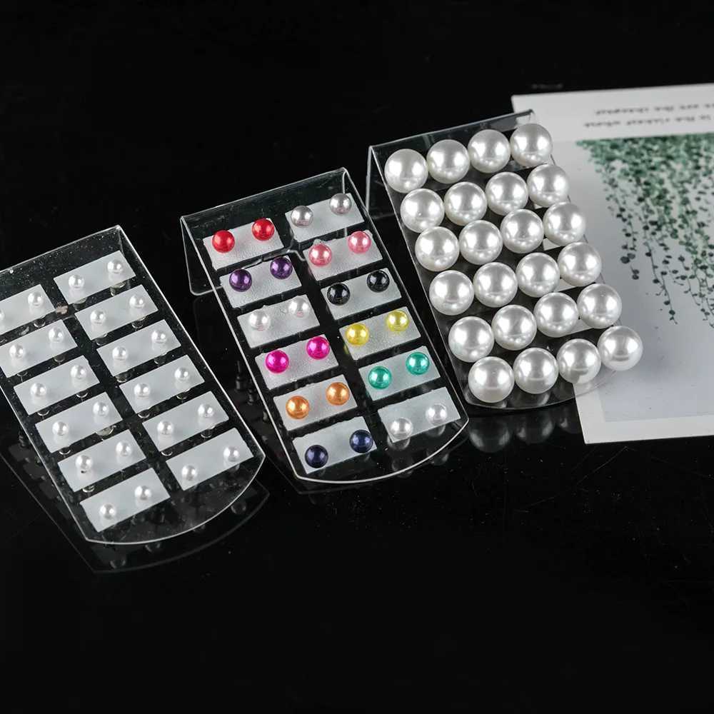 12 pairs of colored pearl earrings mixed earrings colored rhinestone hypoallergenic research earrings fashion W241023