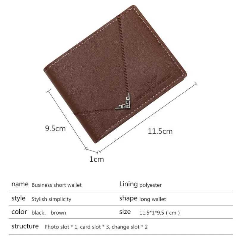 New mens wallet PU leather business short wallet soft wallet multi card holder Portefeiille Homme Billetera Z250411