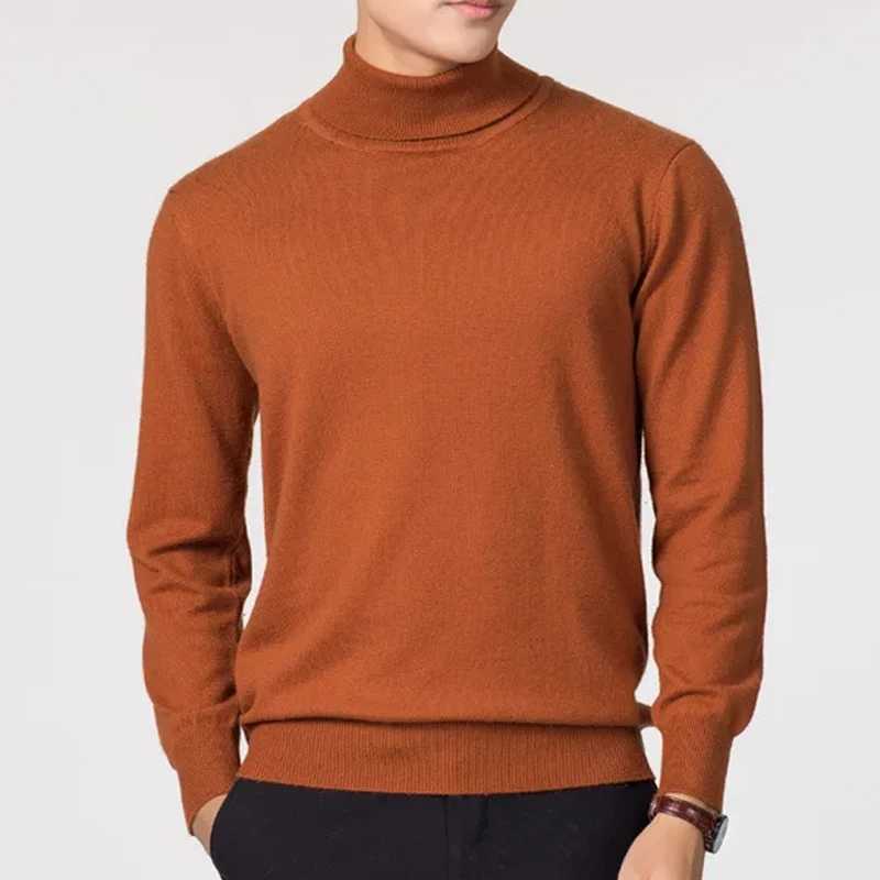 Sweatwear Mens Sweater Solid Color High Neck Pullover Knitted Warm Turtleneck Sweatwear Woolen Mens Winter Outdoor Basic Tops LX241024