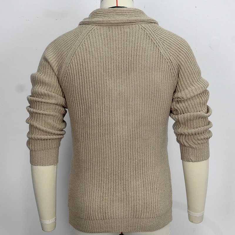 Mens Cardigan Sweater Autumn and Winter Solid Color Lapel Long Sleeved Outerwear Knitted Sweater Retro Sweater Clothing LX241024
