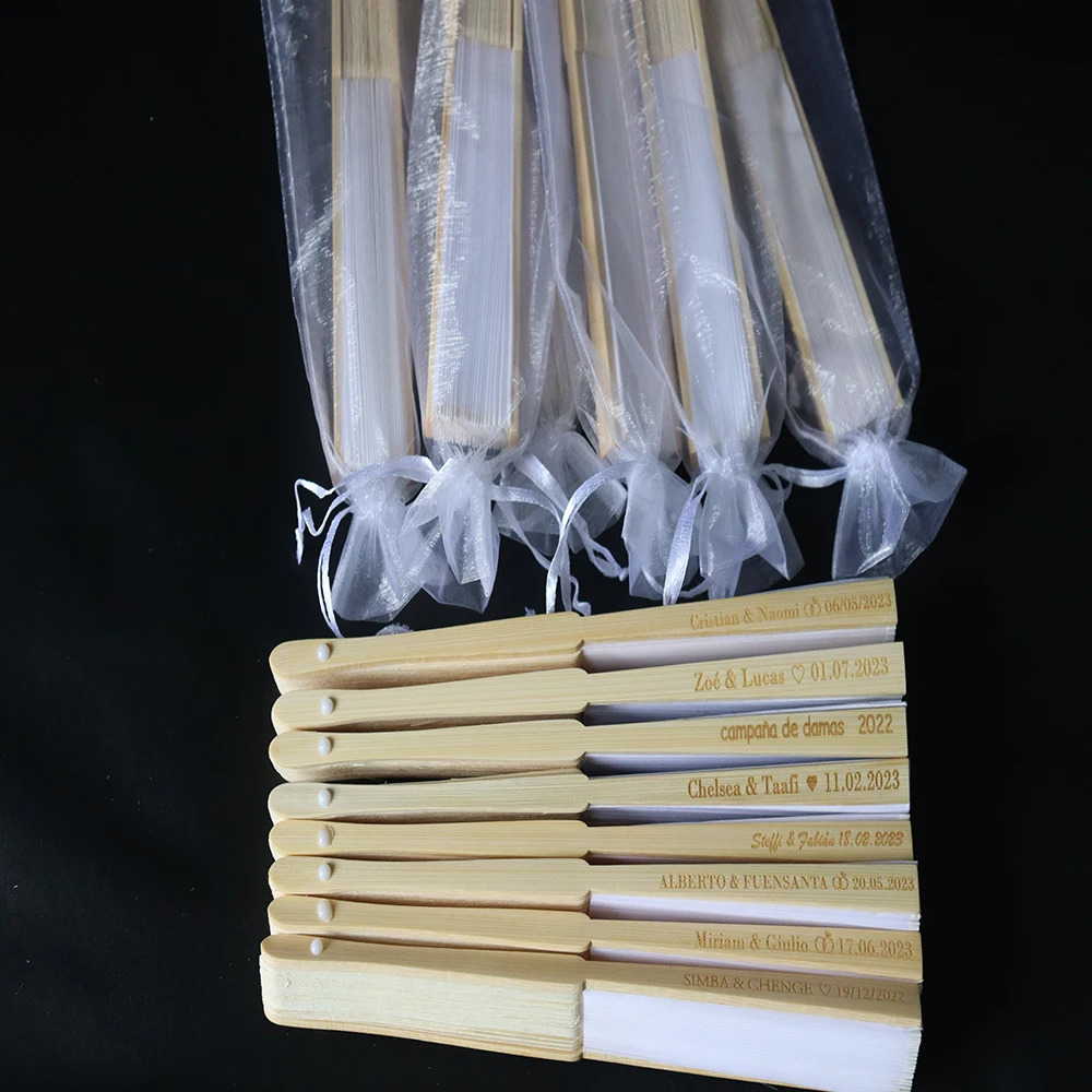Personalized Wedding Fan White Folding Elegant Paper Fan Wedding Gift Bridal Customization Handmade Fan Gift with Machine Bag 241019