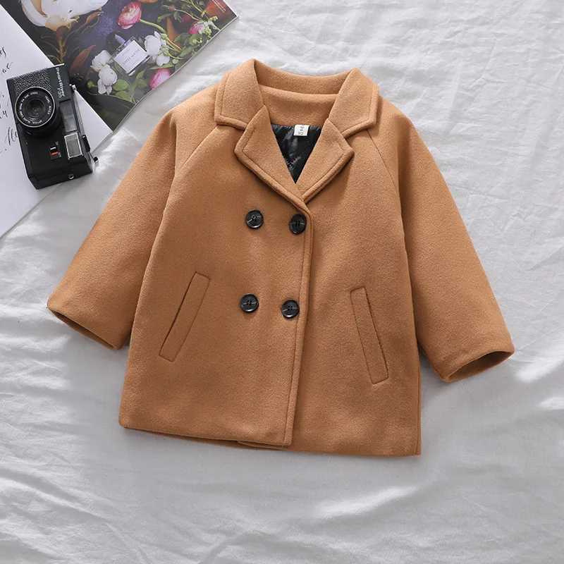Childrens plain weave wool jacket Korean version fashionable warm clothing boys and girls autumn and winter cotton jacket outdoor clothing W241023