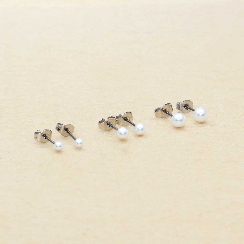 Titanium needle with ABS white pearl earrings no fading no allergies suitable for both men and women W241023