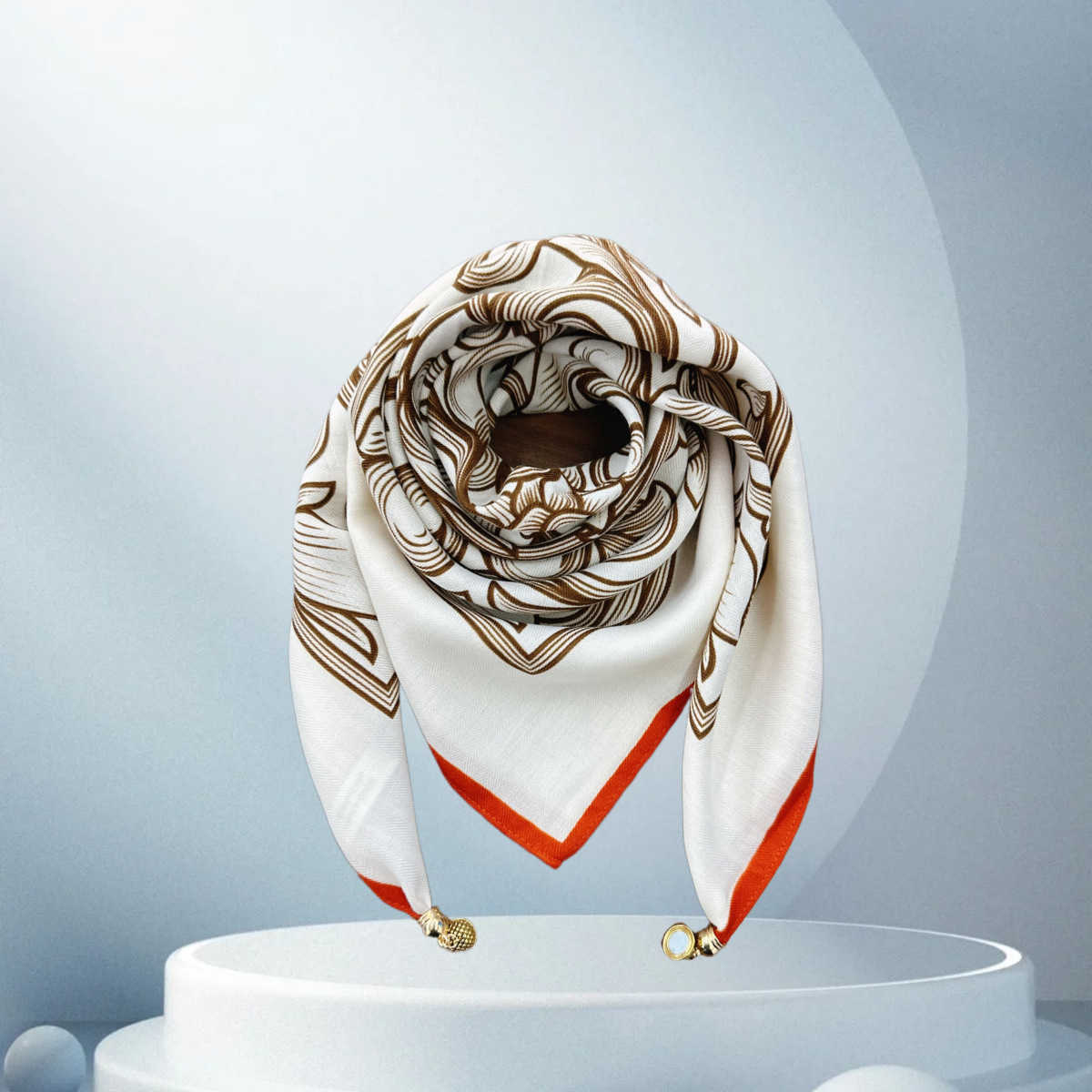 thin and elegant protection neck magnetic printed small triangular square womens go urious Wind buckle scarf designers