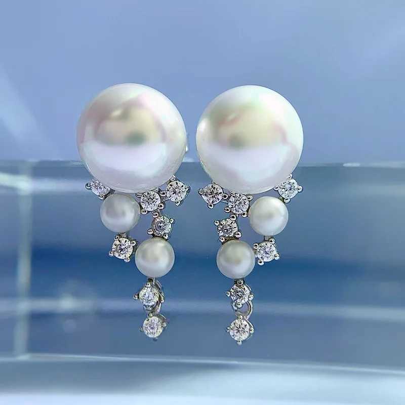 925 Silver 10mm Freshwater Pearl Stud Earrings Women Fine Anniversary JewelryX241023