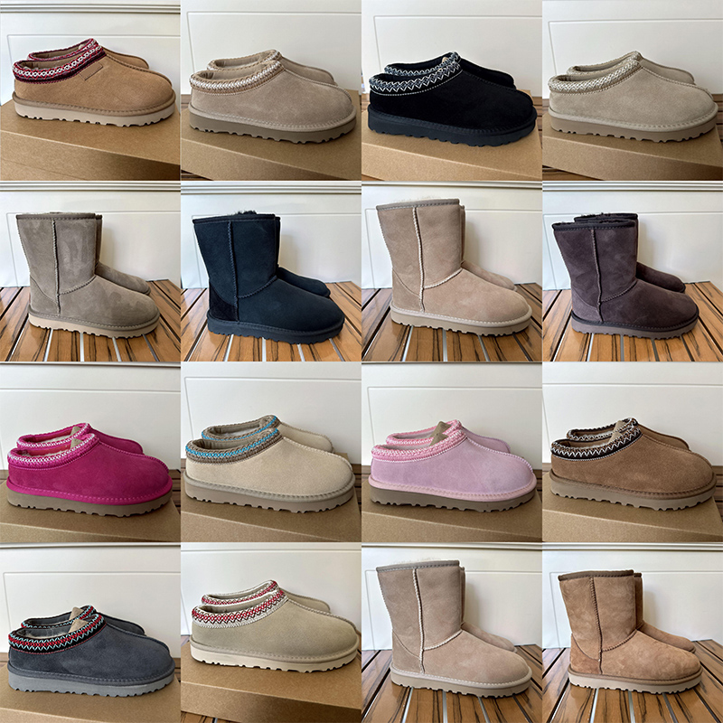 2025 Designer Australia Snow Boots For Women Men Classic Ultra Mini Platform Snow Boot Tazz Tasman Sheep Skin Cotton Slipper Woolen Suede Fur Slides Ankle Eur 35-44
