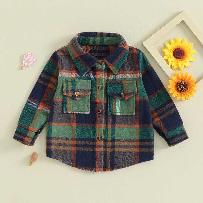 FOCUSNORM 0-4Y wool jacket for boys and girls in 3 colors long sleeved plain flannel button down sweater W241023