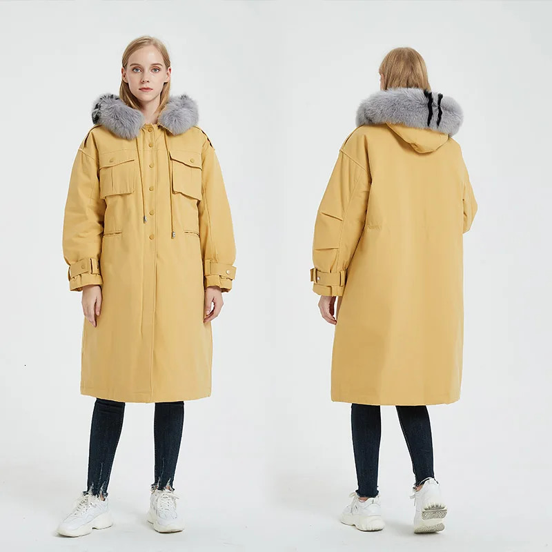 Maomaokong Winter Down Jacket for Women with Natural Fur Collar Loose Clothing Coat High Quality Womens Coat Parka 241023