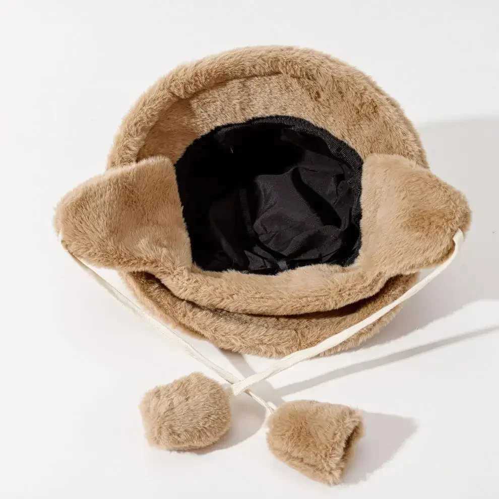 Bber winter warm bucket hat used for warm golf hats hiking hats fur hats winter hats bucket hats cotton ear muffs X241023