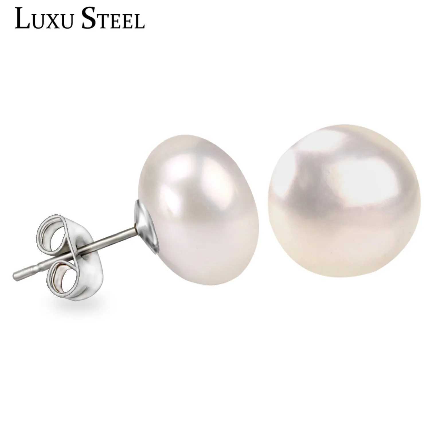 Luxury Safety Pin Earrings 2020 Jewelry Palace Fashion Freshwater Culture Pearl Button Buckle Stainless Steel Stud Earrings W241023