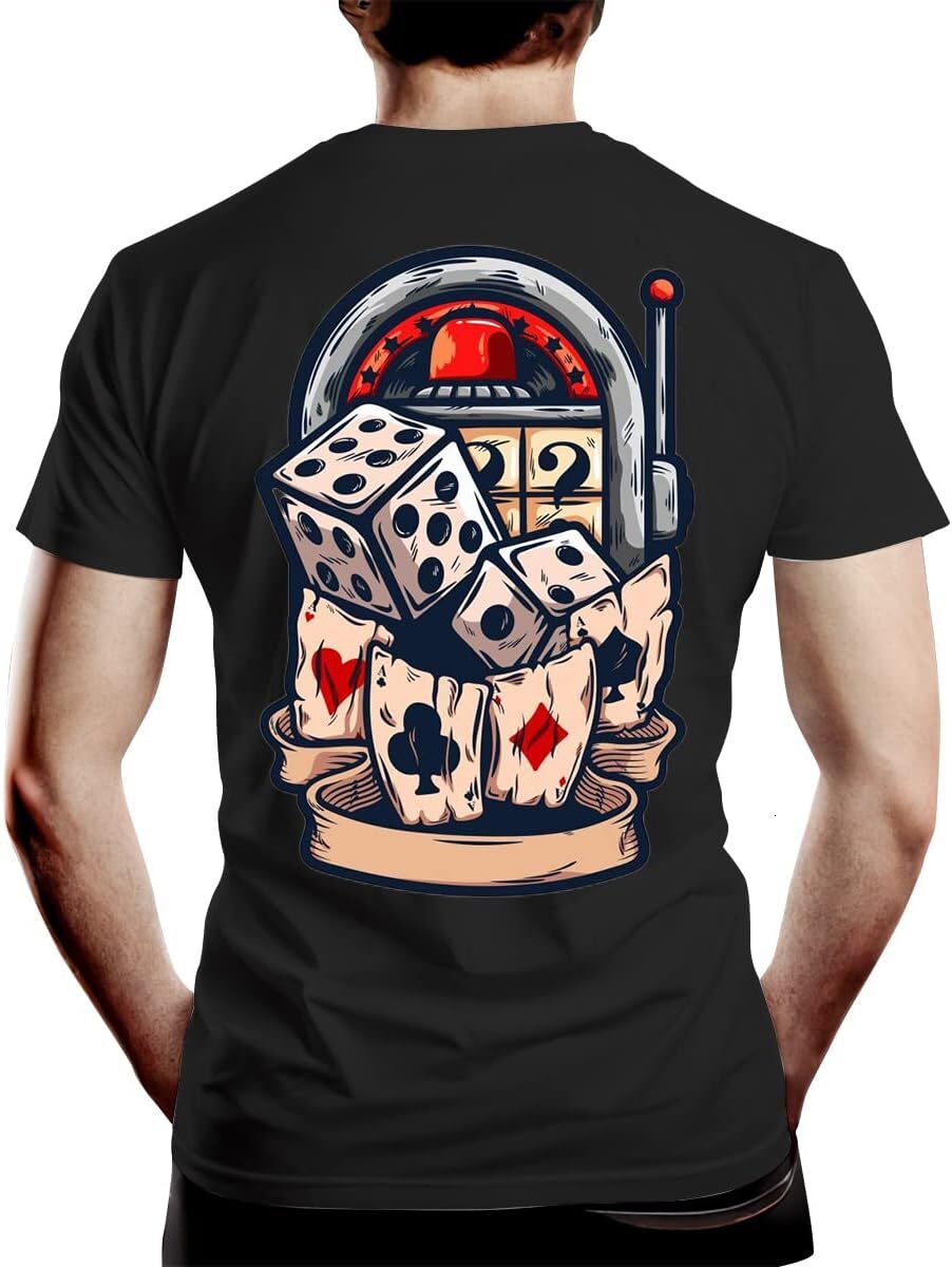 Mens T shirt Men's T Shirt with Casino Chips with Poker Cards, Street Novelty Tee, Best Birthday Gifts tee Breathable trend