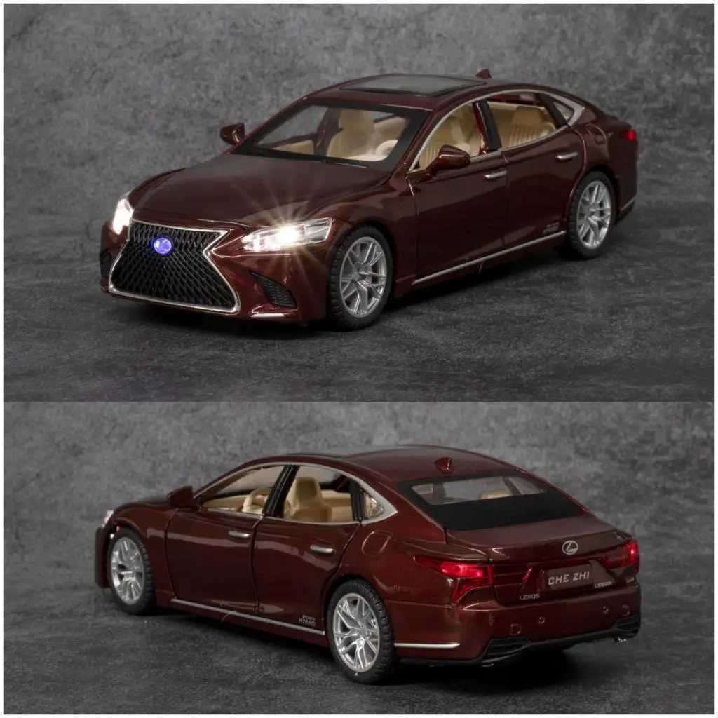 1/32 Lexus LS500H Childrens Toy Car Diecast Mini Model Pull Back Door Open Sound and Light Series Gift X241024