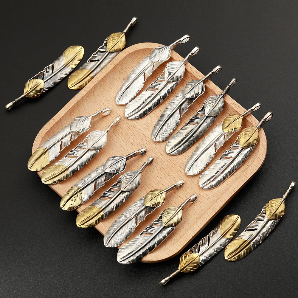 S925 Sterling Silver Charm Vintage Necklace Takahashi Goro Simple Feather Pendant For Man P002 241023