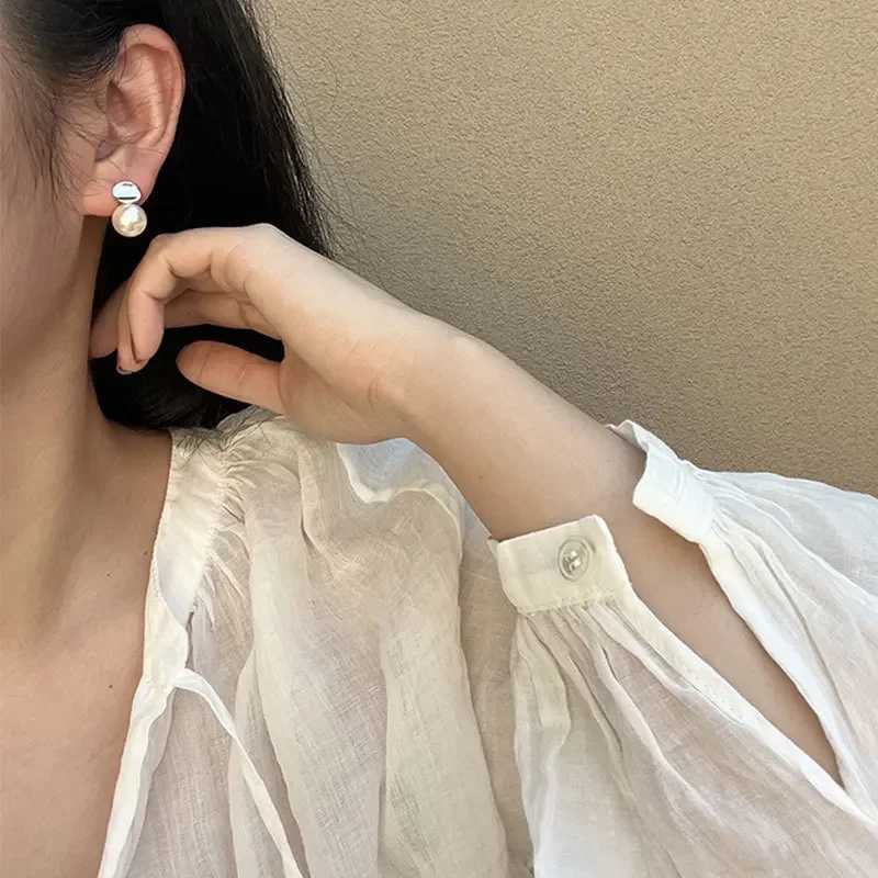 PONYKISS 925 Silver Needle Bead Pearl Round Stud Earrings for Women Classic Fashion Jewelry Minimalist Geometric AccessoriesX241023