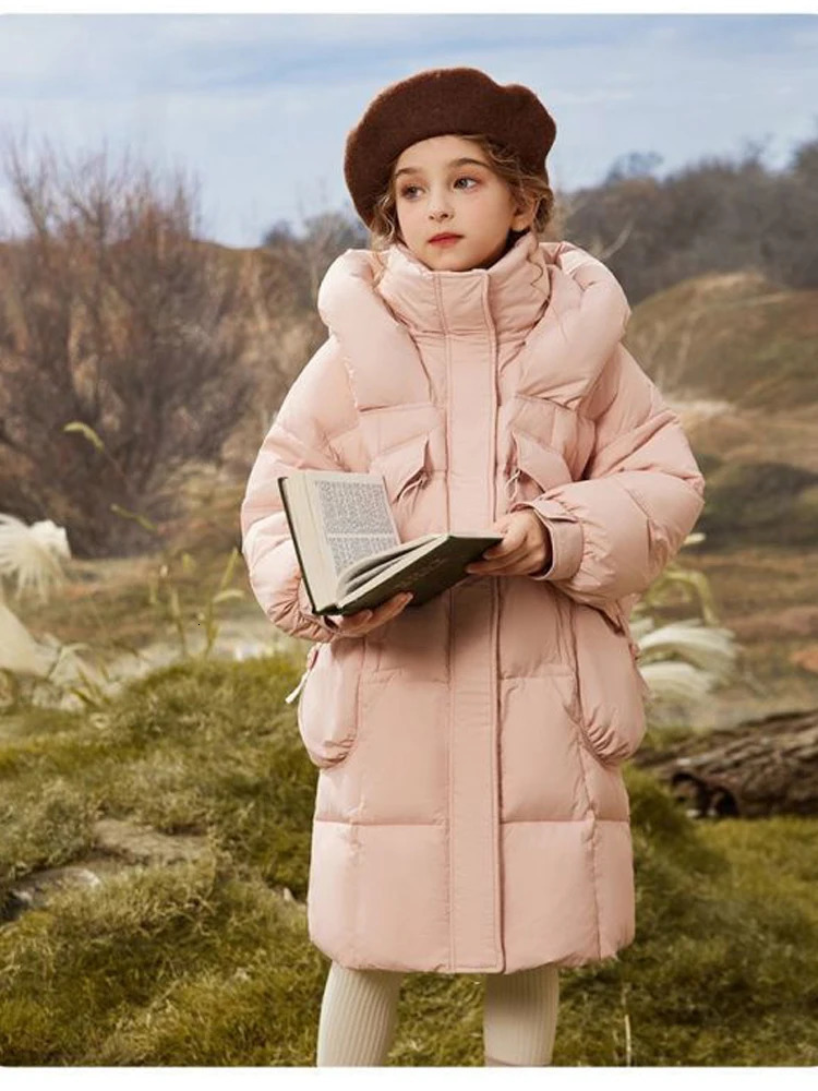 Teen girls down jacket winter solid color keep warm and fashionable childrens park jacket zipper jacket 4 6 8 10 12 14 year TR244 241024