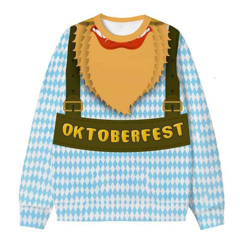 Cross border 2024 new Amazon men's hoodie Christmas 3D round neck creative funny printed top supports customization