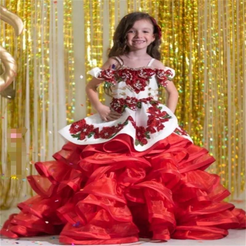 Charro Flower Girls Dress For Wedding Tutu Kids Pageant Party Gowns Birthday Dress Mexican Tiered Ruffles 2025 Mariachi Toddler Escaramuza Birthday Ca
