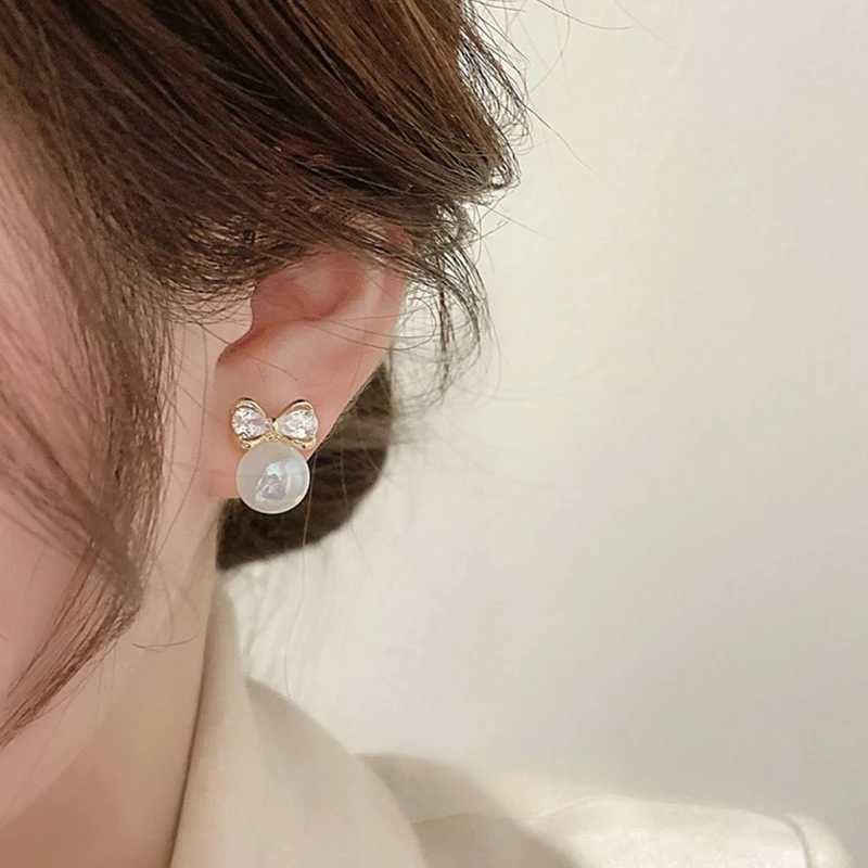Luxury Zircon Bowknot Stud Earrings For Women Elegant Imitation Pearl Love Heart Crystal Flower Earring Girls Festival JewelryX241023