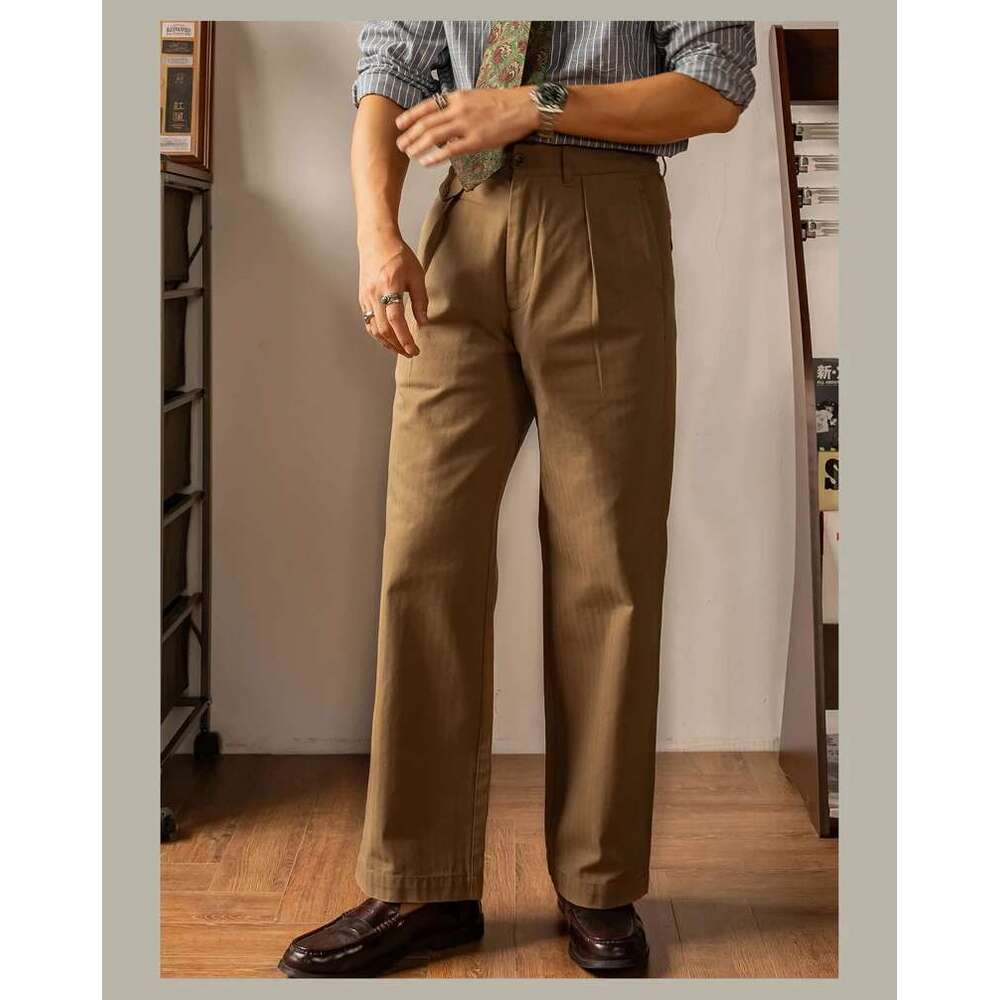 Red Tornado Men HBT Officer's High Rise Retro Uniform Wide Leg Straight Trousers Outdoor Camping Hiking Pants