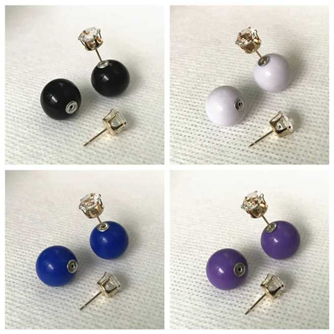 New Sales Genuine Brand Designed Trendy Cute Charm Double Simulated Pearl Ball Stud Earrings Jewelry AccessoriesX241023