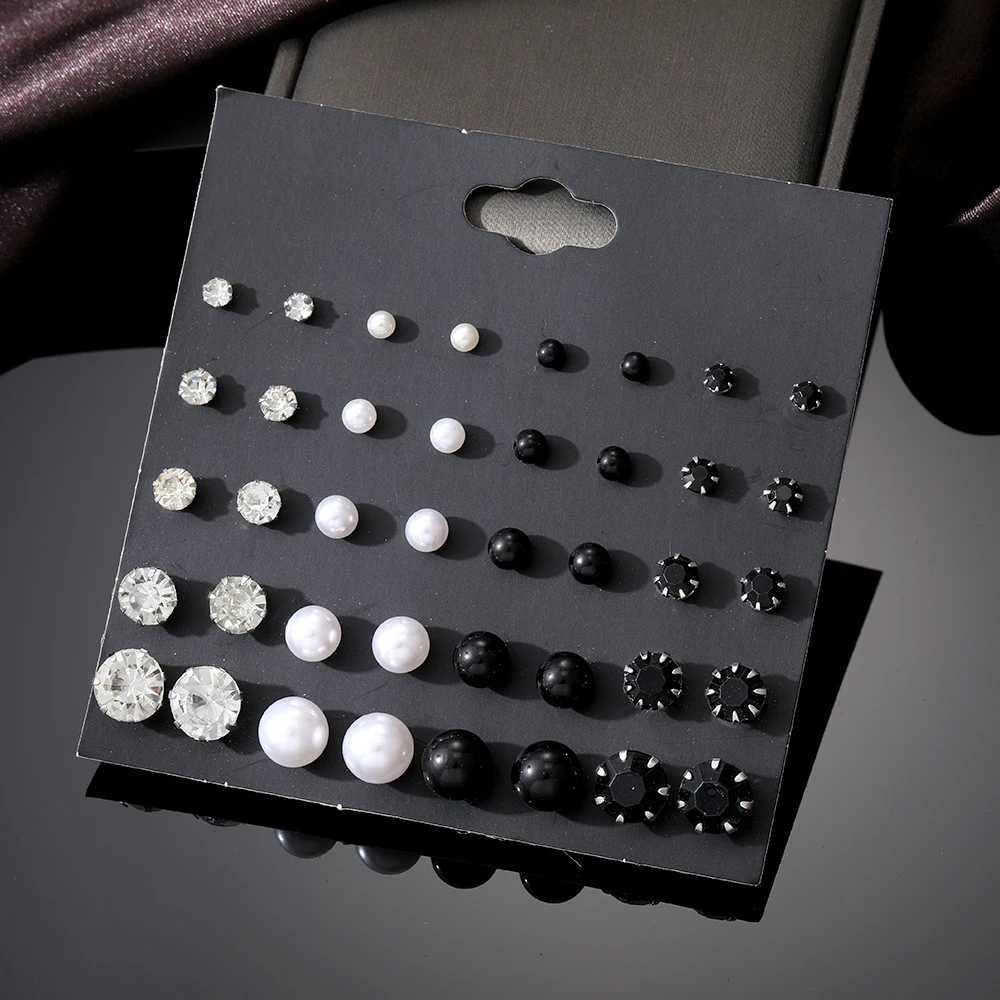 IPARAM black and white imitation pearl crystal earrings for women retro mini earrings for women fashionable jewelry gifts W241023