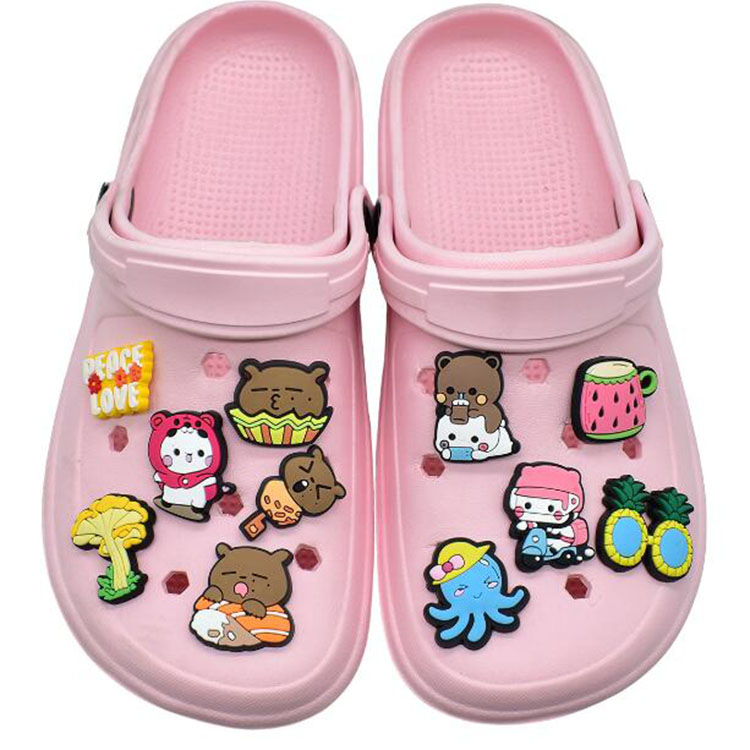 new style cartoon animal plant and fruit food drink muti shape shoe flowers clog accessories for bracelet wristband pin